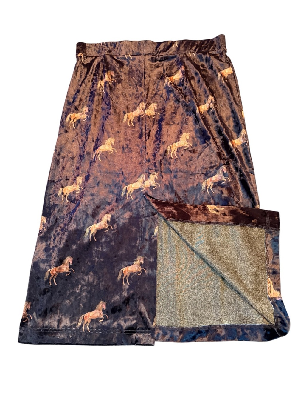 Modcloth Black Velvet Midi Skirt with Horse Print - Picture 4 of 8